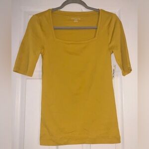 Dark Yellow - Amazon Essentials Women's Slim-Fit Half Sleeve Square Neck T-Shirt